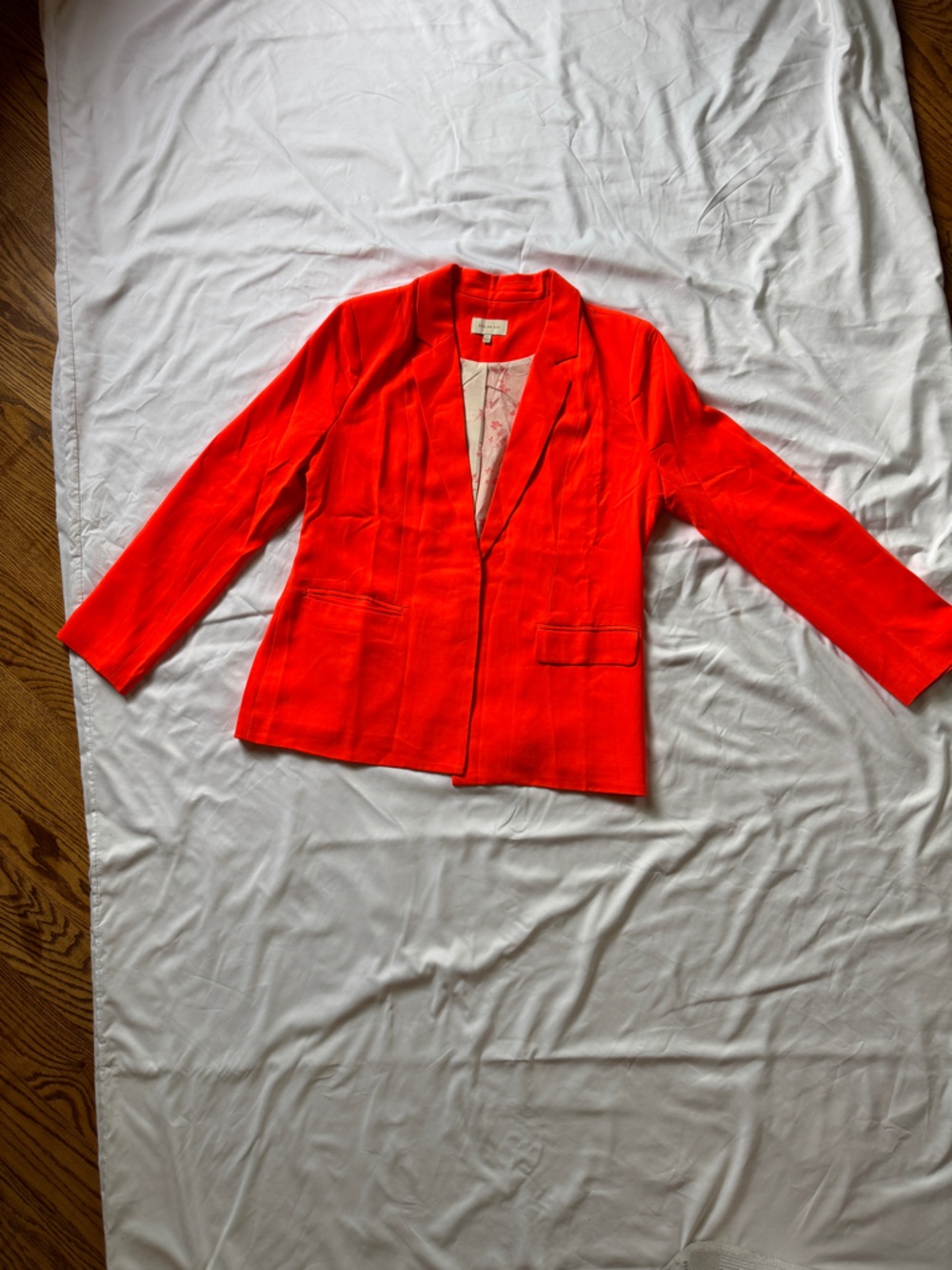 Skies Are Blue Blazer Womens L Bright Orange Structured Career Jacket